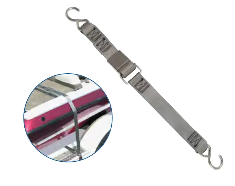 Gray tie-down strap with hooks for F12070 Immi Stainless Steel Gunwale mounting