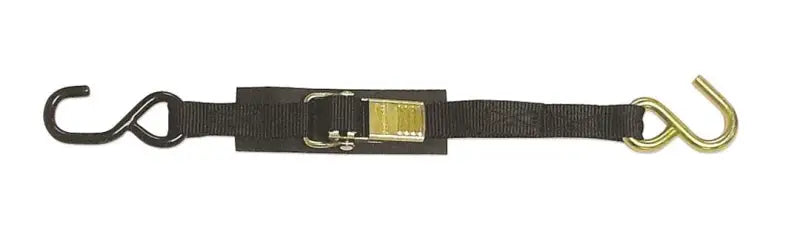 Black ratchet tie-down strap with metal hooks for F13109 Immi Kwik-Lok Transom 1X4