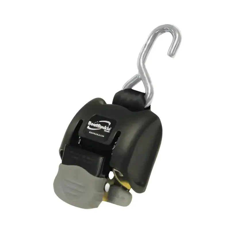 Stainless Steel Retractable Transom Ratchet Tie-down with Hook for secure cargo use