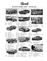 A catalog page of Revell plastic model kits in 1/24 scale featuring various cars and trucks.