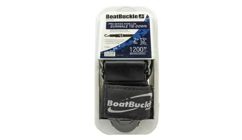 BoatBuckle tie-down strap in packaging for F17635 Immi Pro Series Kwik-Lok Gunwale 2X1
