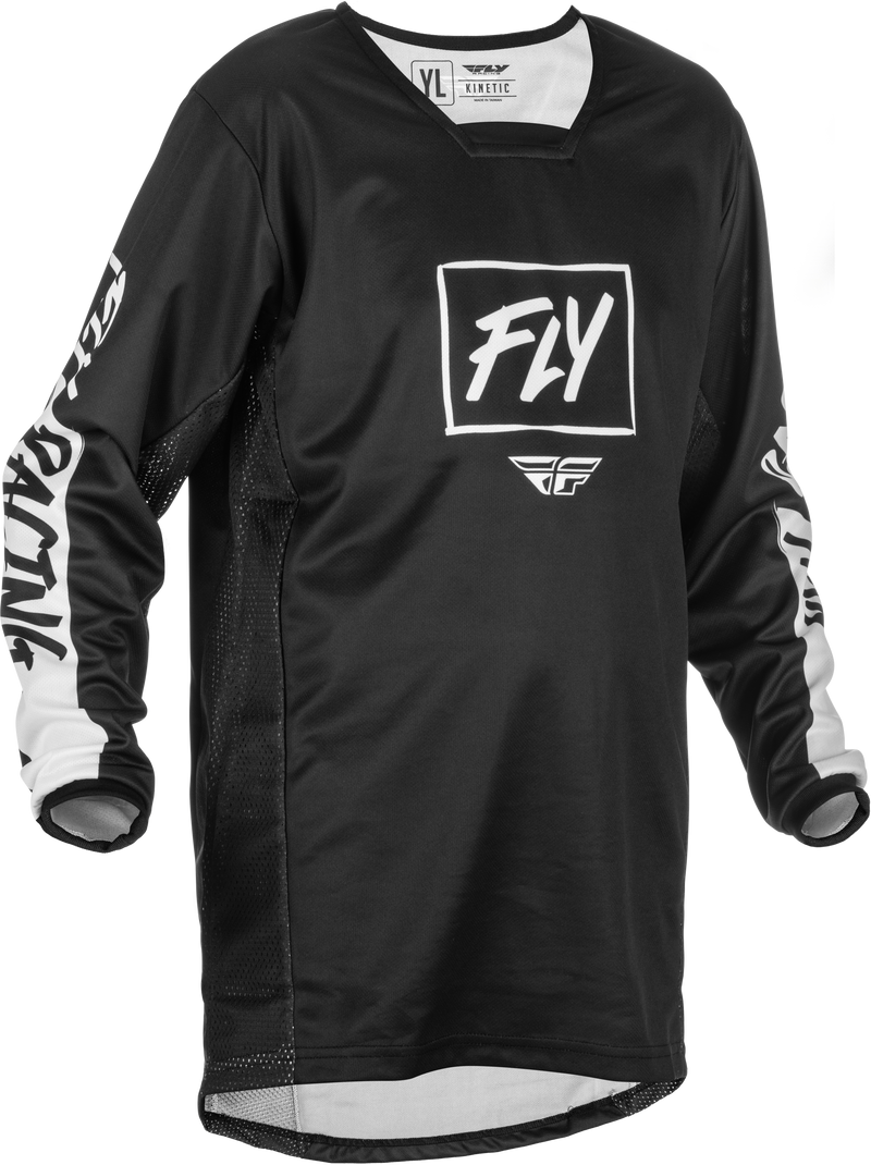 Fly Racing Fly Racing 375-426YL Youth Kinetic Rebel Jersey Black/White Yl