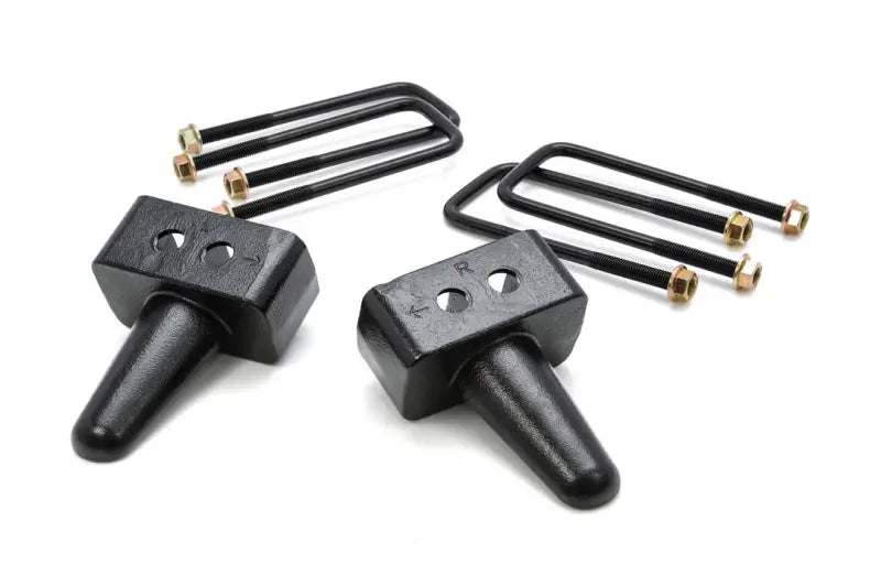 Black suspension lift blocks with U-bolts for Ford F150 4WD F30RB1 Trailfx 04-17