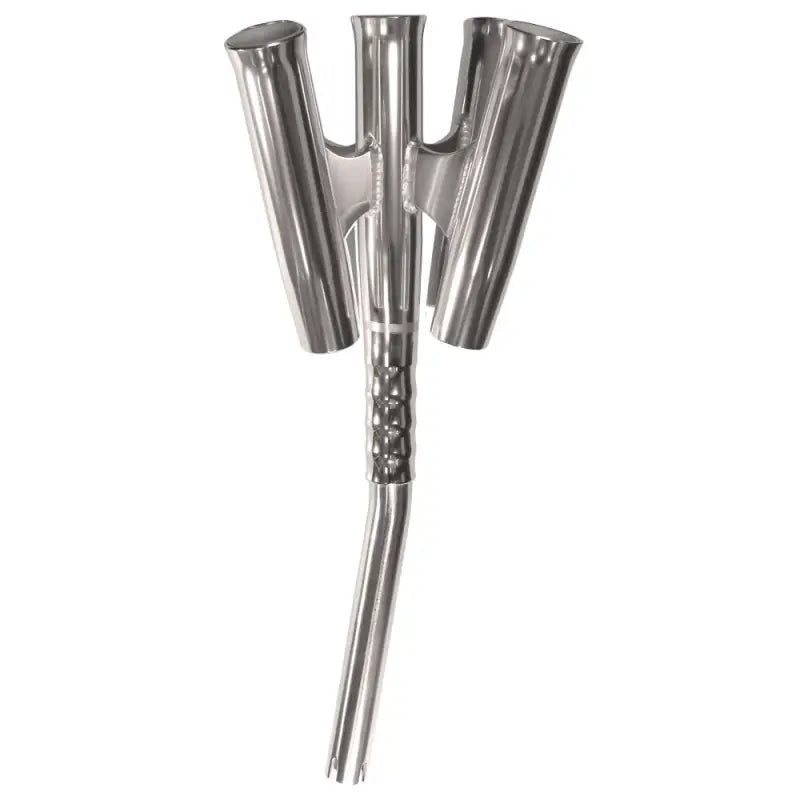 Triple stainless steel fishing rod holder.