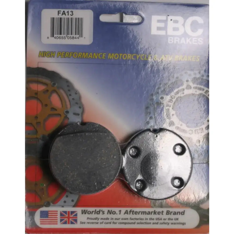 EBC FA13 Brake Pads for motorcycles showing high-quality brake pads for FA13 brake system