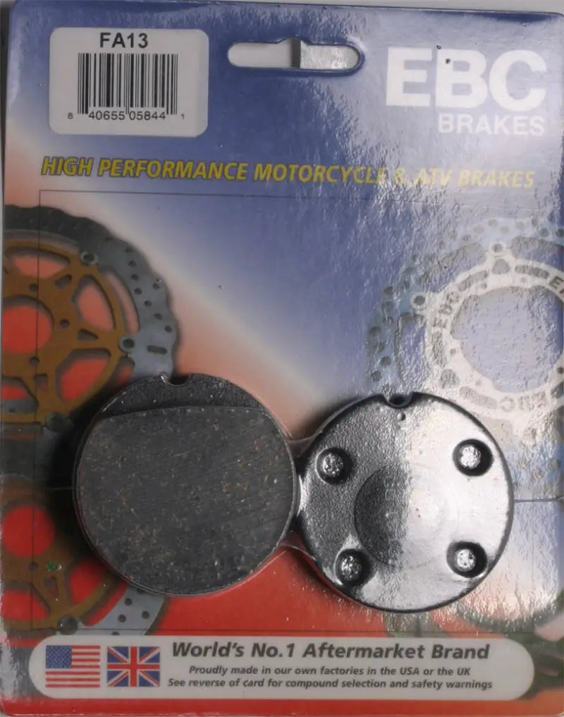 EBC FA13 Brake Pads for motorcycles showing high-quality brake pads for FA13 brake system
