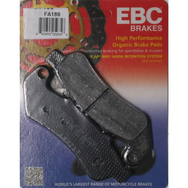 Packaged EBC high-performance organic brake pads for sportbikes and cruisers FA189 Brake Pads