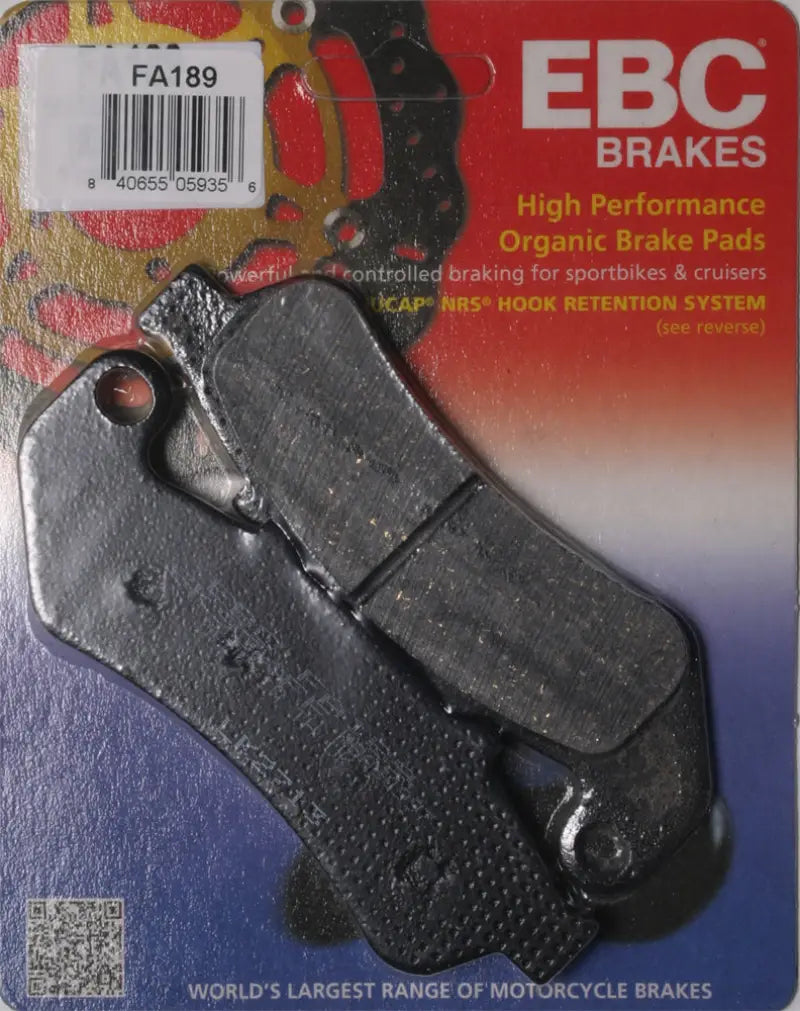 Packaged EBC high-performance organic brake pads for sportbikes and cruisers FA189 Brake Pads