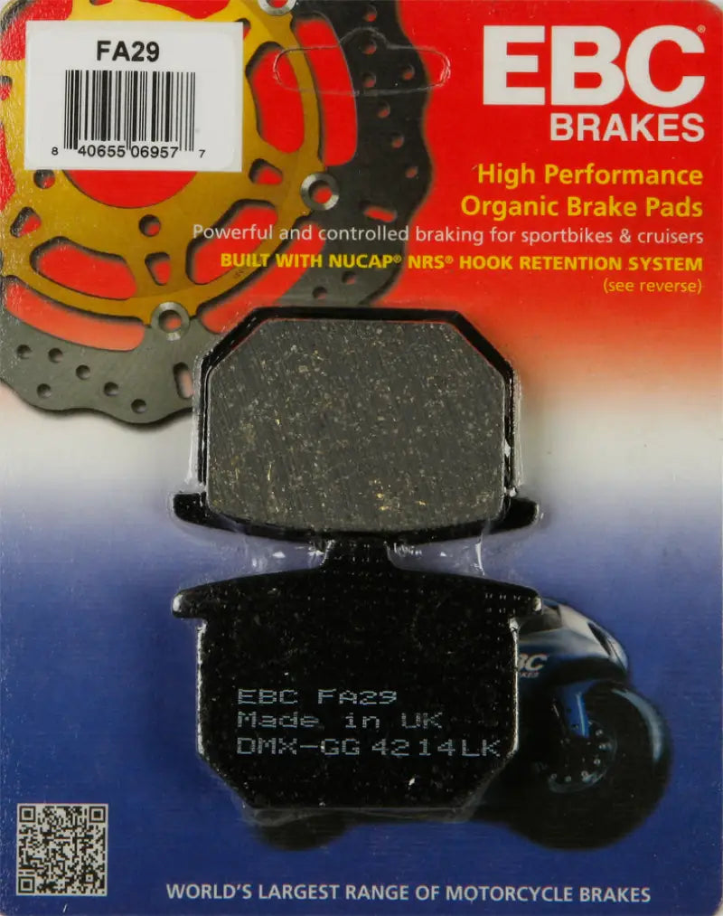 High-quality FA29 Brake Pads for motorcycles, ensuring smooth and safe stops