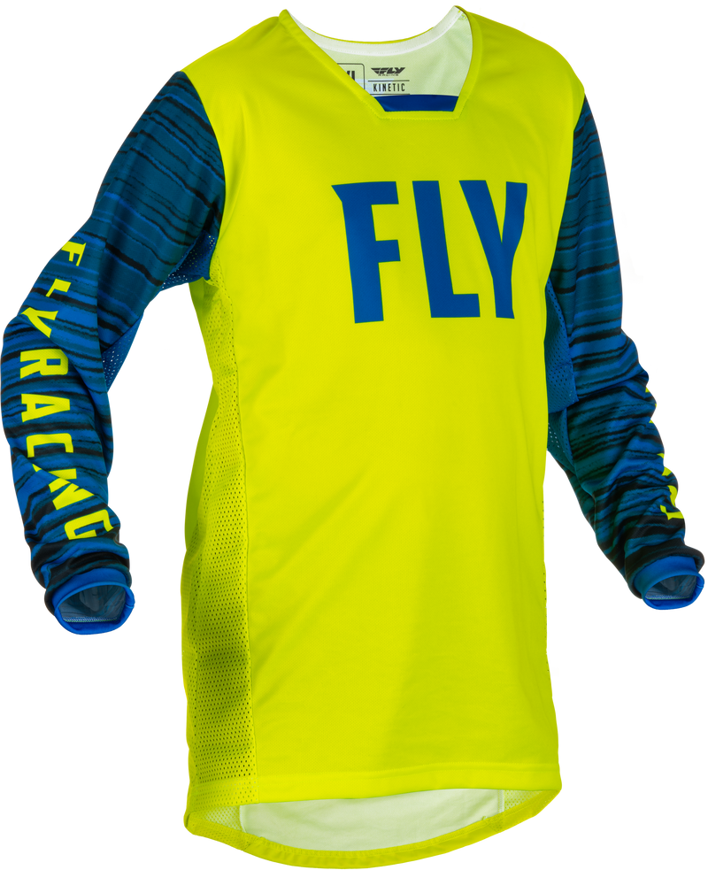 Fly Racing Fly Racing 375-525YL Youth Kinetic Wave Jersey Hi-Vis/Blue Yl