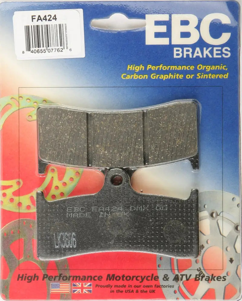 Packaged EBC FA424 brake pads for motorcycles and ATVs, high-quality FA424 brake pads