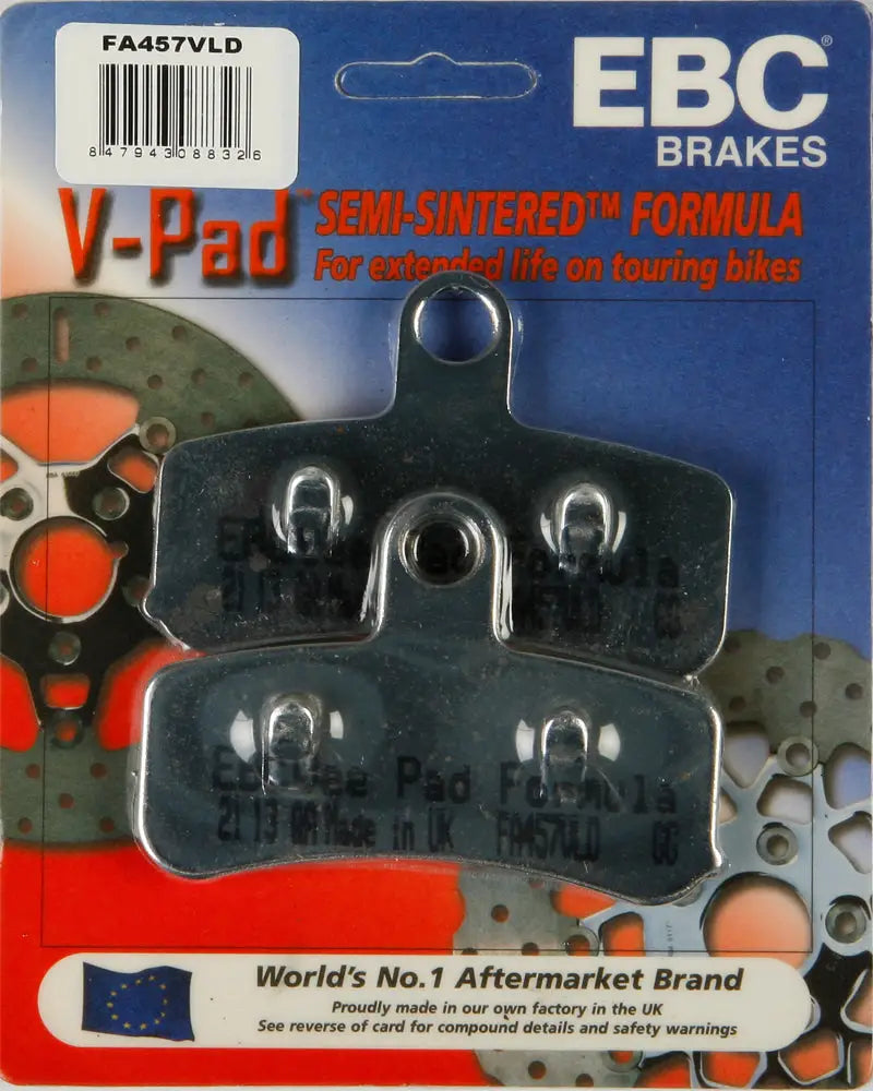 EBC V-Pad semi-sintered brake pads for touring bikes FA457VLD Brake Pads V Series Chrome
