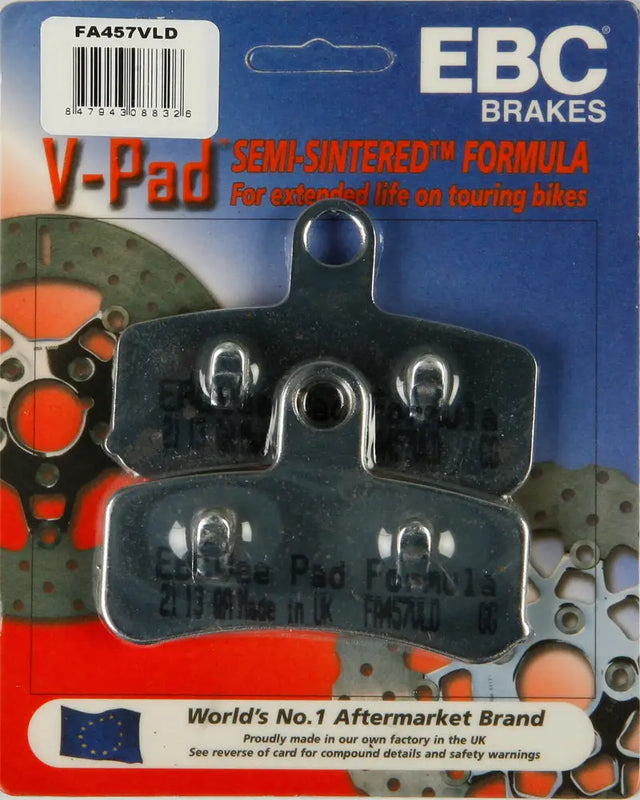 EBC V-Pad semi-sintered brake pads for touring bikes FA457VLD Brake Pads V Series Chrome