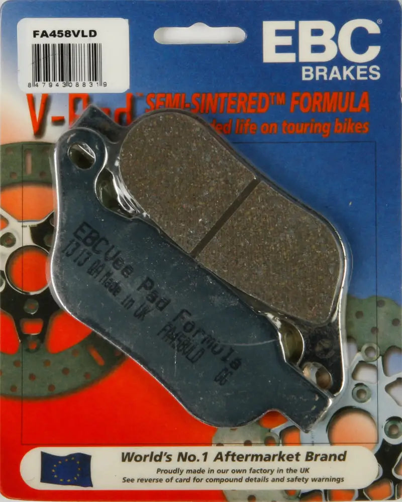 Packaged EBC V-Pads semi-sintered brake pads for touring bikes FA458VLD Brake Pads V Series Chrome