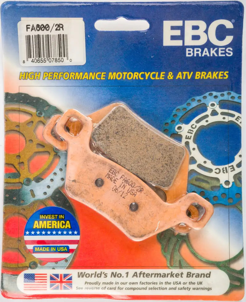 EBC FA600/2R high-performance brake pads for motorcycles and ATVs, FA600 2R sintered series