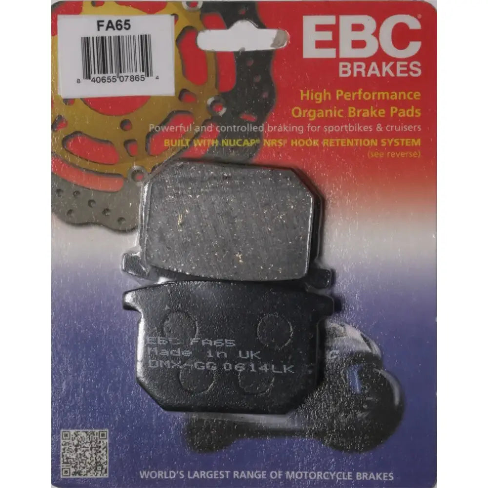 FA65 Organic Brake Pads for motorcycles, high-performance FA65 Brake Pads for stopping power