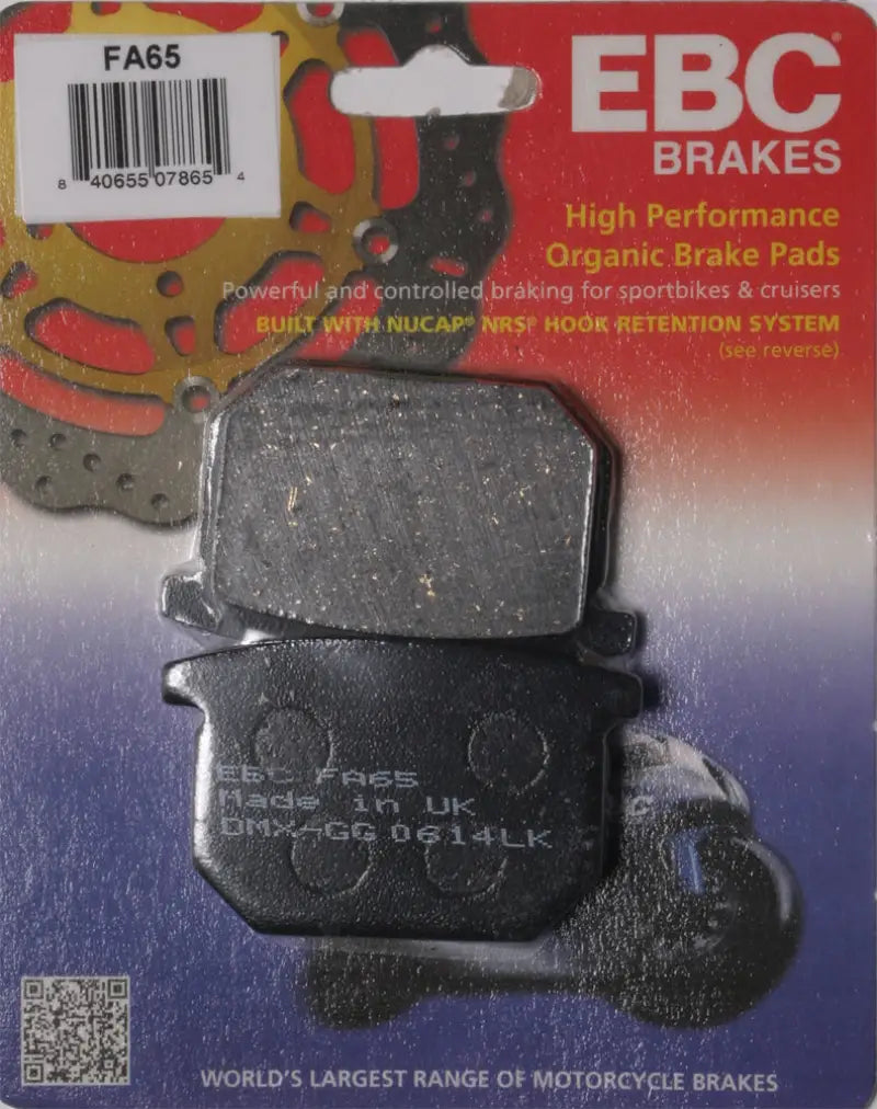 FA65 Organic Brake Pads for motorcycles, high-performance FA65 Brake Pads for stopping power