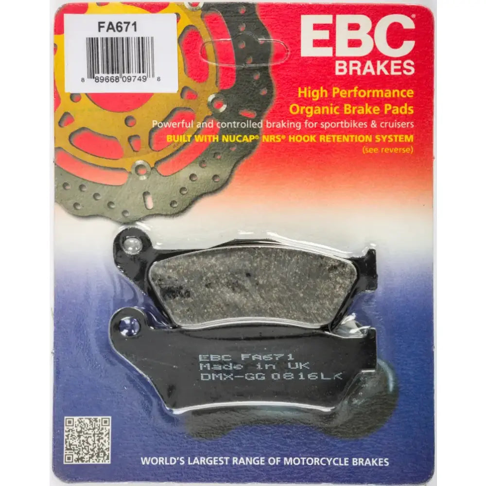 FA671 Brake Pads Fa671 Organic for motorcycles, delivering reliable stopping power