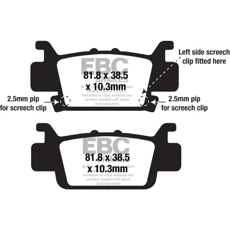 Brake pad diagram with dimensions for FA703SV Severe Duty SV Series Brake Pads