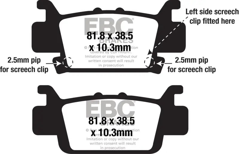 Brake pad diagram with dimensions for FA703SV Severe Duty SV Series Brake Pads
