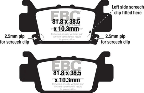 Brake pad diagram with dimensions for FA703SV Severe Duty SV Series Brake Pads