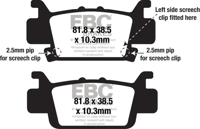 Brake pad diagram with dimensions for FA703SV Severe Duty SV Series Brake Pads