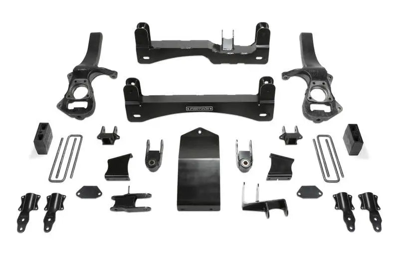 Black suspension lift kit components for GMC Sierra with adaptive ride control, minor trimming required