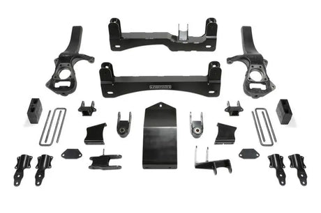 Black suspension lift kit components for GMC Sierra with adaptive ride control, minor trimming required