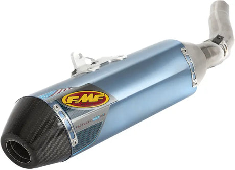Blue FMF motorcycle exhaust with carbon fiber end cap for Kaw KX450F’11 Car Cap style