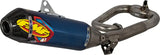 Blue and silver motorcycle exhaust system with cap comp exh and anod finish for Factory 4.1 Rct