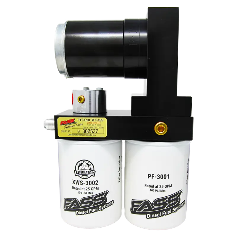 Black and silver FASS Class 8 fuel air separation system with white filters