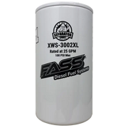 White fuel filter from FASS Hydroglass Titanium Signature Series Extended Length Water Separator