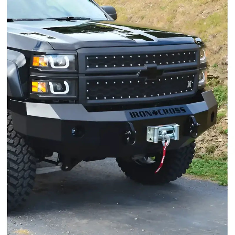 FB-1400 Ironcross Ford Bronco front bumper in black with silver accents