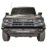 FB21-D5251-1 Fab Fours Vengeance Front Bumper mounted on a rugged, aggressive off-road vehicle, showcasing unparalleled protection and durability.