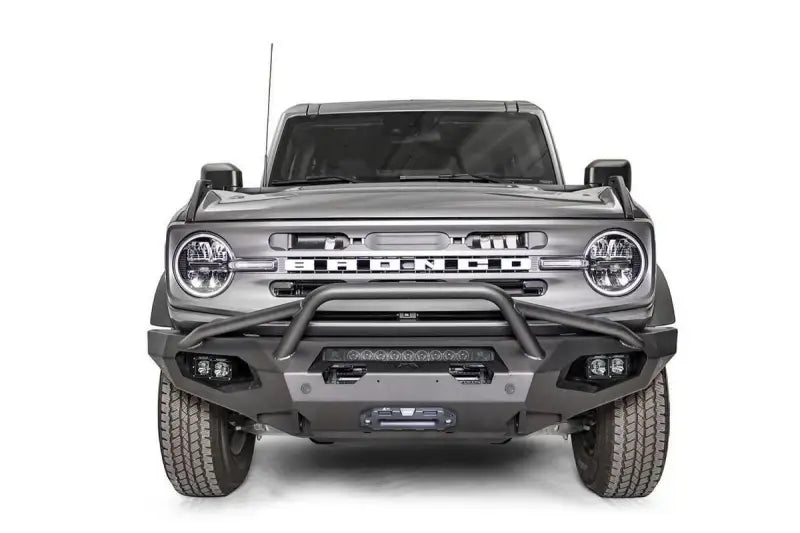 Front view of a vehicle equipped with the FB21-X5252-1 Fab Fours Matrix Front Bumper.