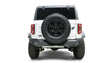 Rear view of a white 2021-2022 Ford vehicle with a mounted spare tire, featuring the sturdy FB21-Y5252-1 Fab Fours rear bumper for enhanced protection and style.
