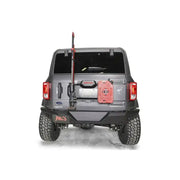 Rear view of a Ford vehicle equipped with the FB21-Z5251-1 Fab Fours 21-22 Ford Bro Spre Tre Del Pla, featuring a sleek and durable bumper for superior road debris protection.