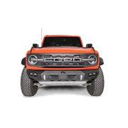 Orange Ford Bronco with Fab Fours Vengeance Front bumper for rugged style