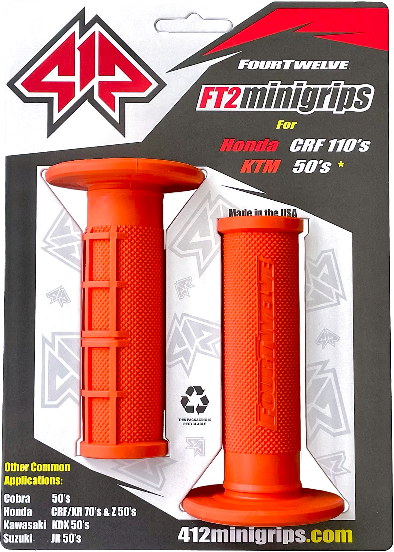Pee Wee / Pit Bike Mini Grips 7/8" (Orange)