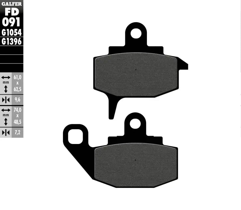 Dark gray brake pads with black backings for FD091G1054 semi metallic brake pads