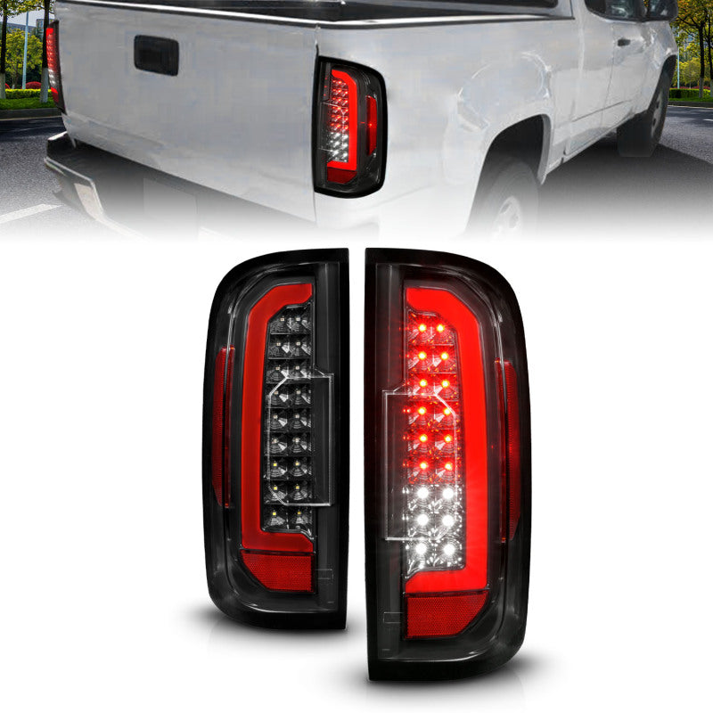 ANZO 311434 ANZO 15-21 GMC Canyon Full LED Taillights w/ Red Lightbar Black Housing/Clear Lens - 311434