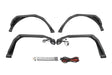 FDJL-06 DV8 Spec Series Fender for 2018-2023 Wrangler JL, shown with mounting hardware and wiring harness.