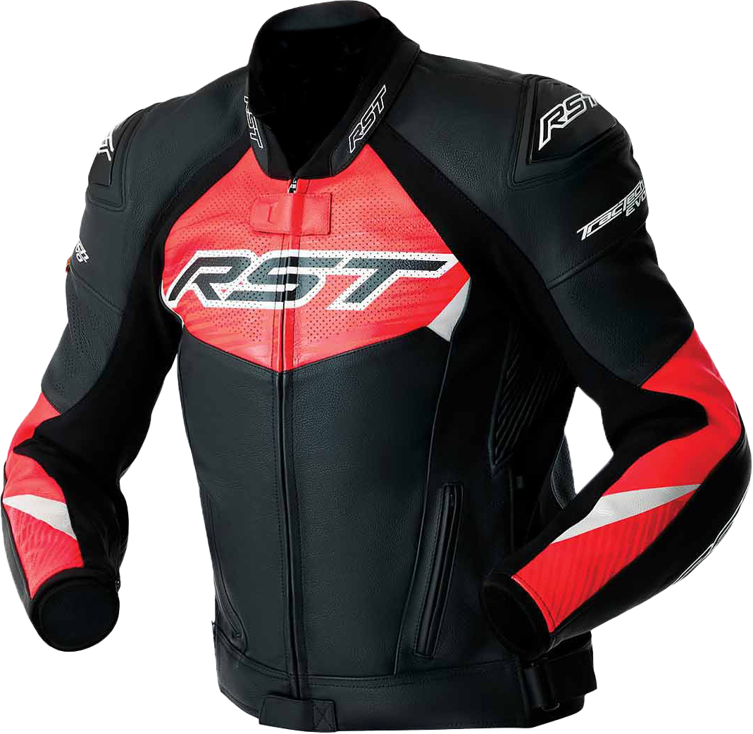 Tractech Evo D3o Jacket Blk/Flo Red Leather Md