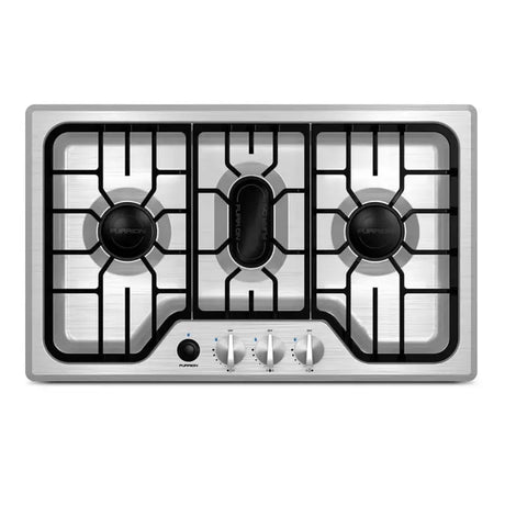 FGH4ZSA-SS Furrion Llc stainless steel gas cooktop with multiple burners and sleek design.