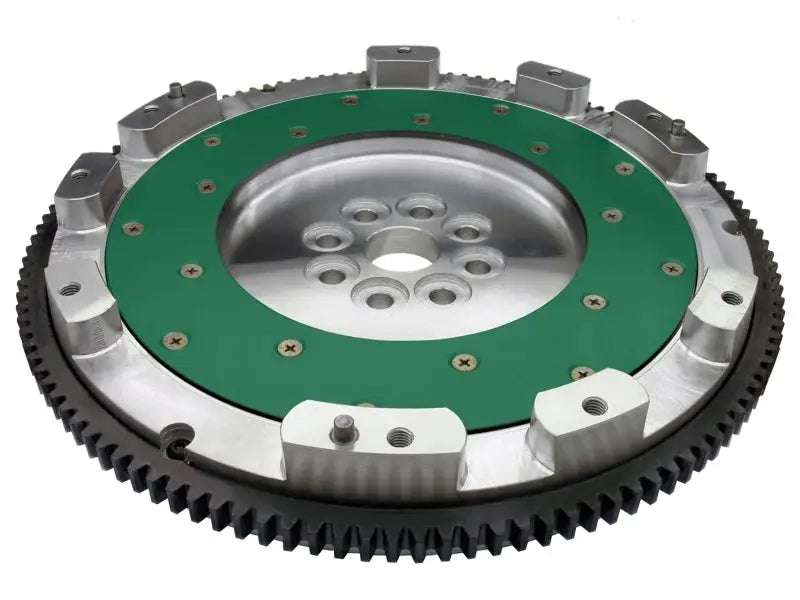 Automotive aluminum flywheel with green friction surface for STI Aluminum Flywheel upgrade