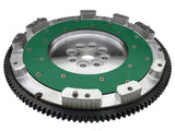 Automotive aluminum flywheel with green friction surface for STI Aluminum Flywheel upgrade
