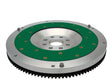 Silver and green aluminum flywheel with gear teeth for Supra 3.0L NT replaceable friction plate