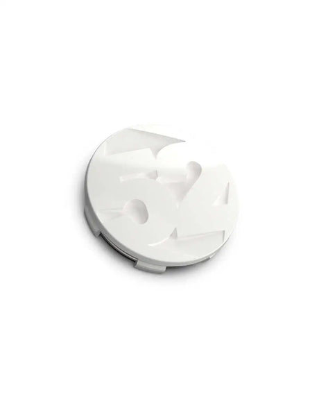 White circular center cap for Rally Sport wheels, fifteen52 65mm snap in style