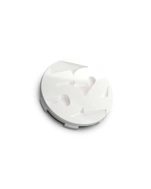 White circular center cap for Rally Sport wheels, fifteen52 65mm snap in style