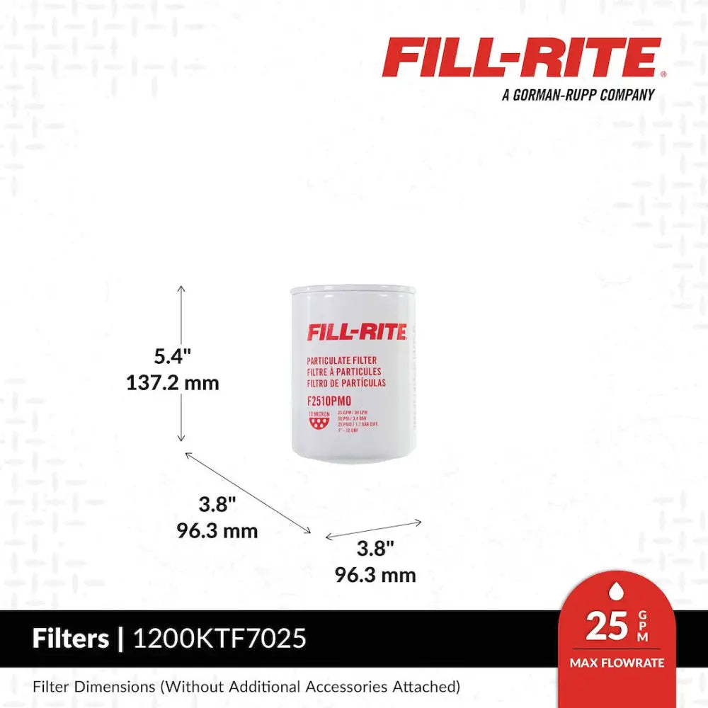 Fill Rite 1200KTF7025 Liquid Transfer Tank Pump Filter